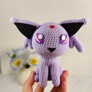 Handmade Amigurumi Crochet Pokemon Large Espeon Plushie